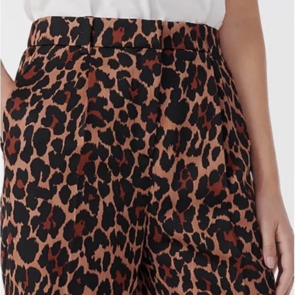NWT J.Crew High-rise wide-leg trouser Pants leopard Size 8 / L Elastic Waist